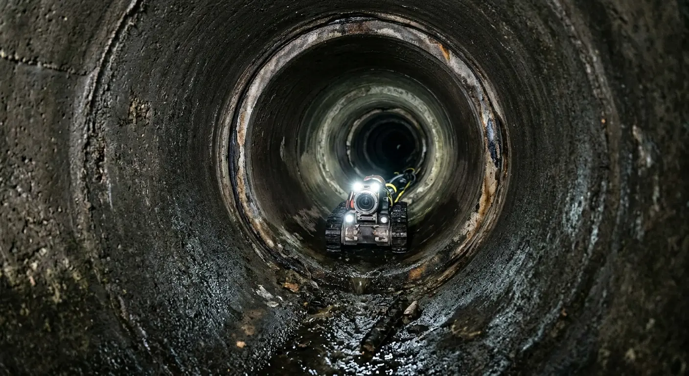 Robotic sewer camera inspecting pipe interior for Sewer Line Repair in Bright